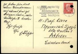 E. Buschor an G. Karo