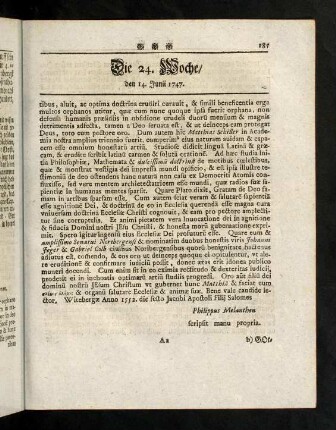 185-192, Die 24te Woche (CVII - CXI)