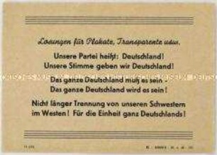 Handzettel des Demokratischen Frauenbund Deutschlands mit Losungen zum Volksbegehren1948