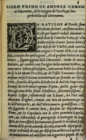 Commentario de Andrea Cambini, fiorentino, della Origine de'Turchi, et imperio della casa Ottomanna