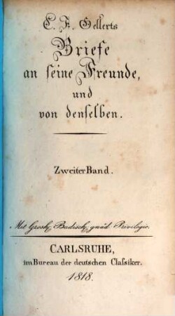 Ch. F. Gellerts sämmtliche Werke, 9. Briefe ; 2