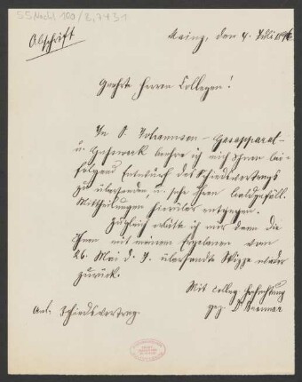 Brief an Jakob Josef Zuckmayer : 04.07.1896