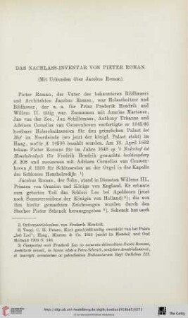 Das Nachlass-Inventar von Pieter Roman