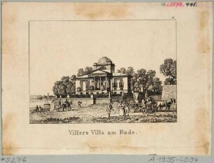 Das Wasserpalais auf Cosel (Kuppelvilla, Viller`s Villa) an der Prießnitzmündung in der Holzhofgasse 12 in Dresden (1827 gebaut, 1945 abgebrannt)