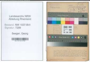 Entnazifizierung Georg Seeger , geb. 10.11.1889 (Regierungsinspektor)