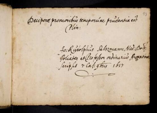Saltzmann, Johann Rudolph. [Straßburg] 26.10.1617.