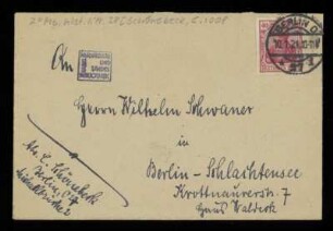 Brief von Carl Schönebeck an Wilhelm Schwaner
