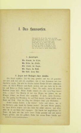I. Das Hauswesen