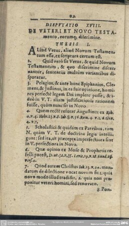 Disputatio XVIII. De Veteri Et Novo Testamento, eorumq[ue] discrimine