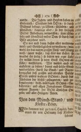 274-283, Nun kommen wir zu dem 6. Capitel, darinnen ihr von ...