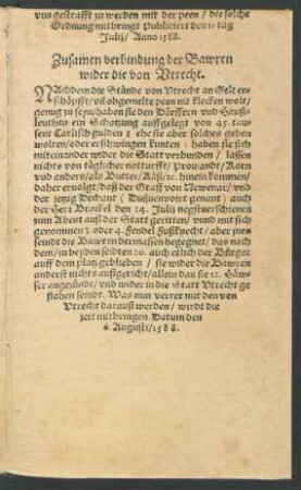 Zusamen verbindung der Bawren wider die von Utrecht.