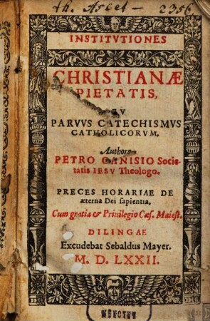 Institvtiones Christianae Pietatis Sev Pavvs Catechismvs Catholicorvm : Preces Horariae De aeterna Dei sapientia