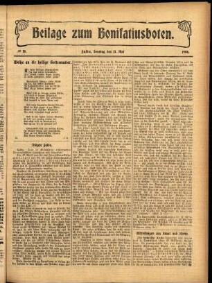 Zweite Ausgabe vom Sonntag, den 13. Mai 1906.