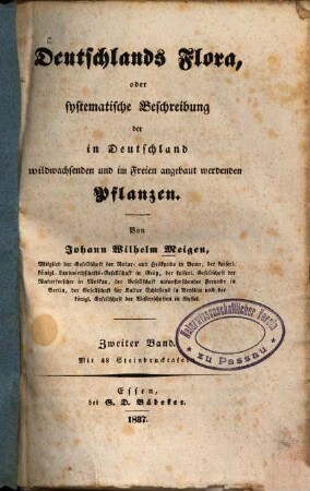 Deutschlands Flora, oder systematische Beschreibung der in Deutschland wildwachsenden und im Freien angebaut werdenden Pflanzen, 2