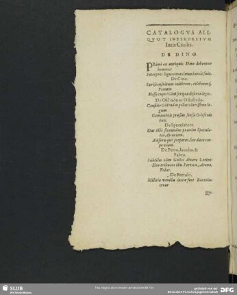 Catalogus Aliquot Interpretum Iuris Ciuilis