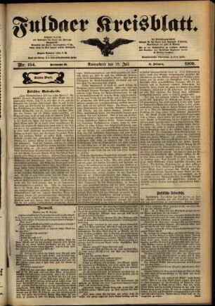 Erste Ausgabe vom Samstag, den 10. Juli 1909.