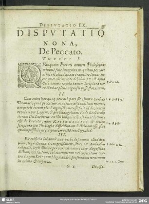 Disputatio Nona, De Peccato