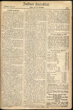 Zweite Ausgabe vom Mittwoch, den 26. November 1873.