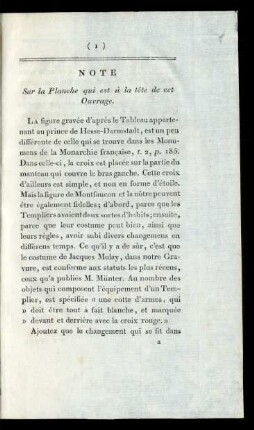 Note. Sur la Planche qui est à la tête de cet Ouvrage.