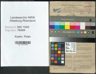 Entnazifizierung Peter Koehr , geb. 31.10.1913 (Angestellte)