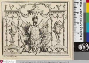 [Ornamentstich mit Rüstung und Putti]