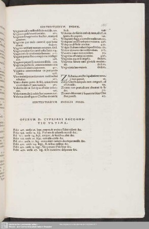 Operum D. Cypriani Recognito ultima
