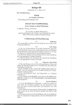 Entwurf einer Geschäftsordnung für den Landtag