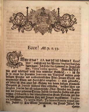 Joannes Nepomucenus Der Groß-Heilige Welt-Priester, und Unüberwindlicher Blut-Zeug Christi, Eine besondere neue Zierde und Freud des Petriner-Himmels
