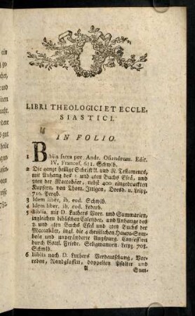 1-28, Libri Theologici et Ecclesiastici. In Folio.