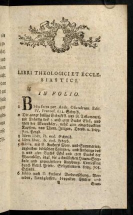 1-28, Libri Theologici et Ecclesiastici. In Folio.