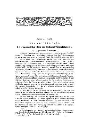 Der gegenwärtiges Stand des deutschen Volksschulwesen