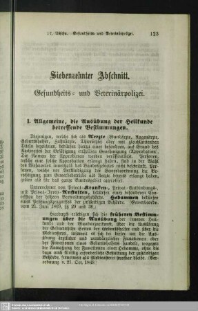 Siebenzehnter Abschnitt. Gesundheits- und Veterinärpolizei