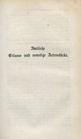 Amtliche Erlasse und sonstige Actenstücke