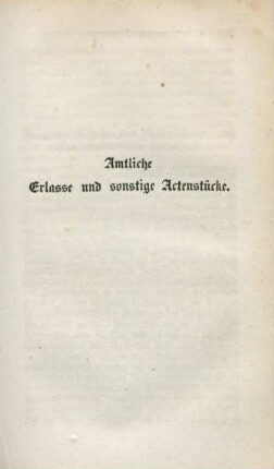 Amtliche Erlasse und sonstige Actenstücke