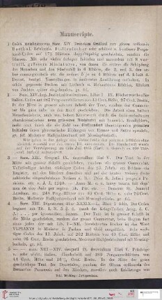 Manuscripte (Nr. 1 - 21a)
