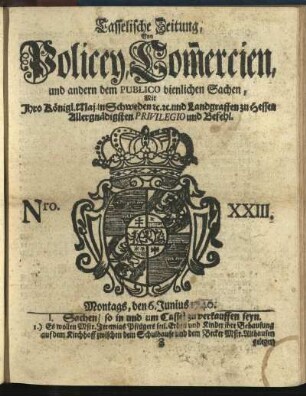 Nro. XXIII, Montags, den 6. Junius 1740