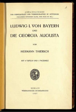 Ludwig I. von Bayern und die Georgia Augusta