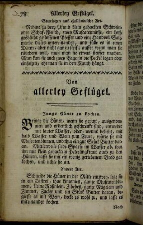 Von allerley Geflügel.