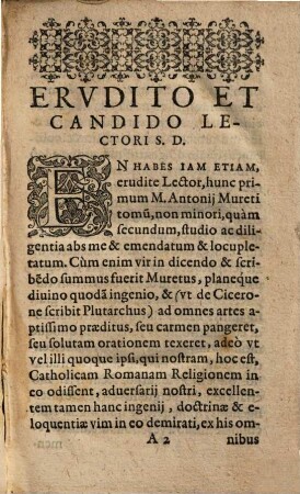 M. Antonii Mvreti Presbyteri ... Orationes, Epistolae, Hymniqve Sacri