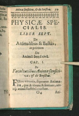 Physicae Specialis. Liber Sept. De Animalibus & Bestiis, ...