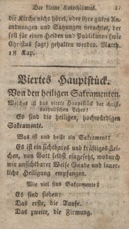 Viertes Hauptstück. Von den heiligen Sakramenten.