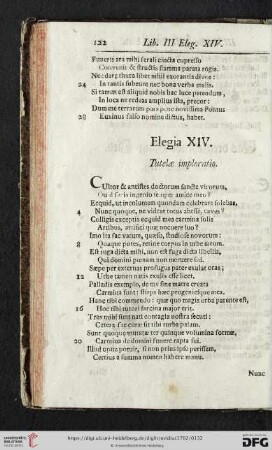 Elegia XIV. Tutelae imploratio / Das vierzehende Klag-Lied. Eine Bittschrift