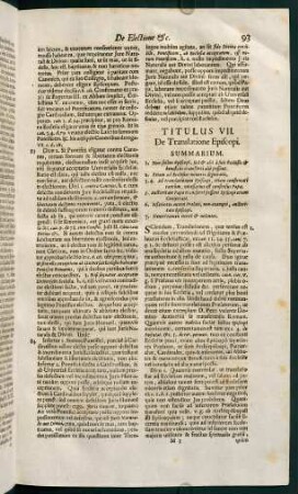 93-112, Titulus VII. De translatione episcopi - Titulus XI. De temporibus ordinationum, & qualitate ordinandorum