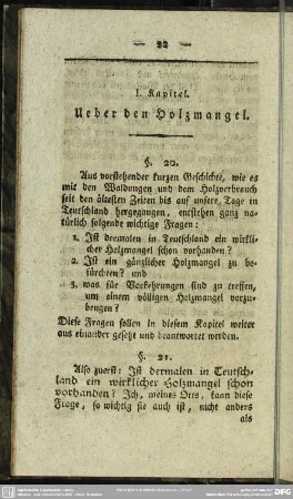 I. Kapitel. Ueber den Holzmangel