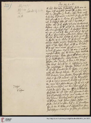 Heid. Hs. 3895 II B - 5,351: Nachlass Heinrich Bassermann, Sonn- und Feiertagspredigten: Predigt zu Jes 40,6-11 (Was predigt uns der Advent?)