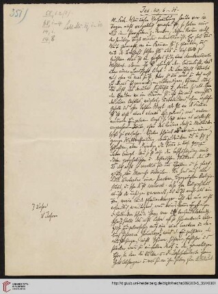 Heid. Hs. 3895 II B - 5,351: Nachlass Heinrich Bassermann, Sonn- und Feiertagspredigten: Predigt zu Jes 40,6-11 (Was predigt uns der Advent?)