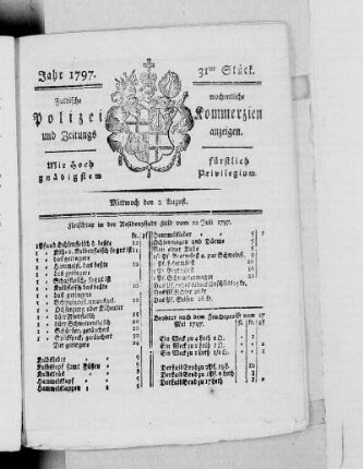 31tes Stück, Ausgabe vom 2. August 1797
