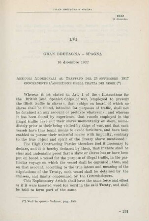 LVI Gran Bretagna - Spagna 10 dicembre 1822