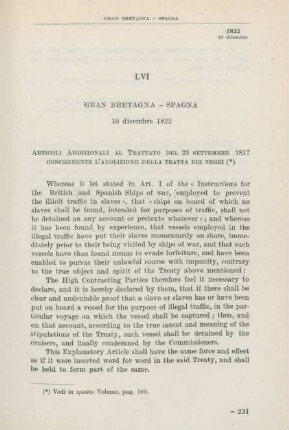 LVI Gran Bretagna - Spagna 10 dicembre 1822