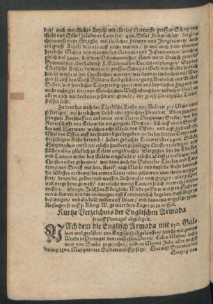 Kurtze Verzeichnis der Englischen Armada so auff Portugal abgesegelt.
